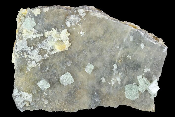 Green Fluorite Crystals on Druzy Quartz - Mongolia #100748